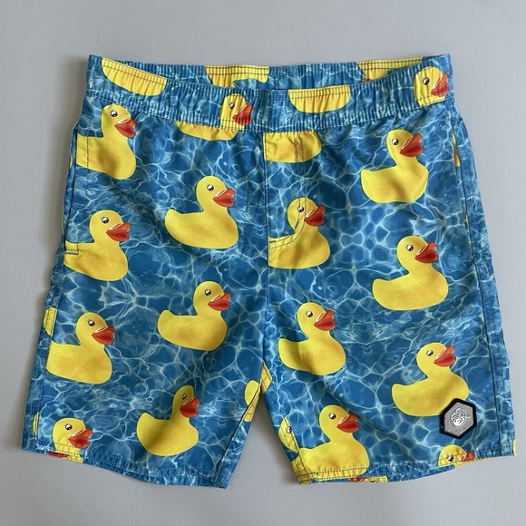 Neff Other - Neff Men's Swim Trunks Medium Rubber Duck Print Blue Yellow Board Shorts M